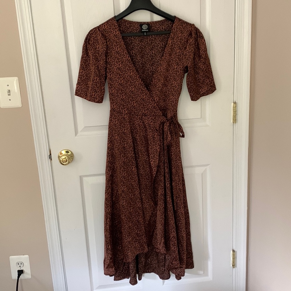 Cheetah print midi wrap dress